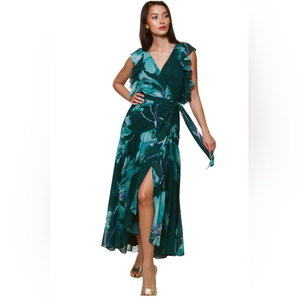 Hutch Beck Dress Teal Watercolor NWT XS
